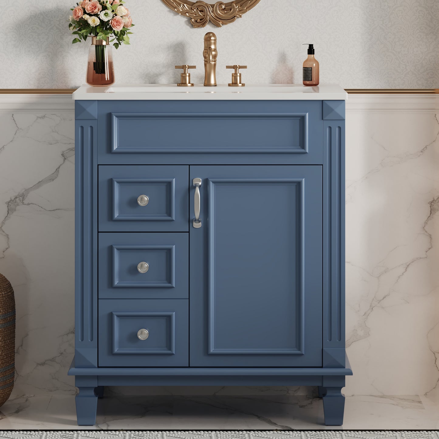 24 Bathroom Vanity With Ceramic Sink, Small Sink Cabinet, Modern