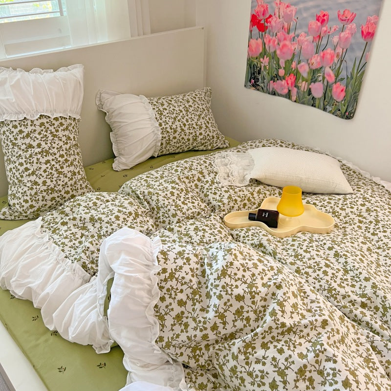Pastoral Floral Bedding Set with Sheets and Pillowcases - Cotton Comfort