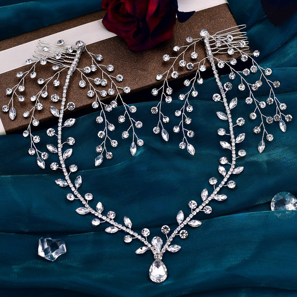 Fringed Bridal Hair Comb with Rhinestones - Silver Wedding Hair Accessory