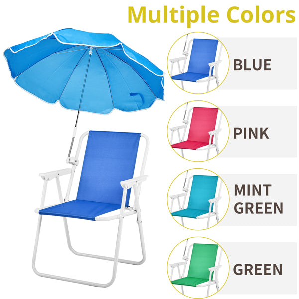 Folding Beach Chair with Umbrella - Lightweight, 265lbs Capacity