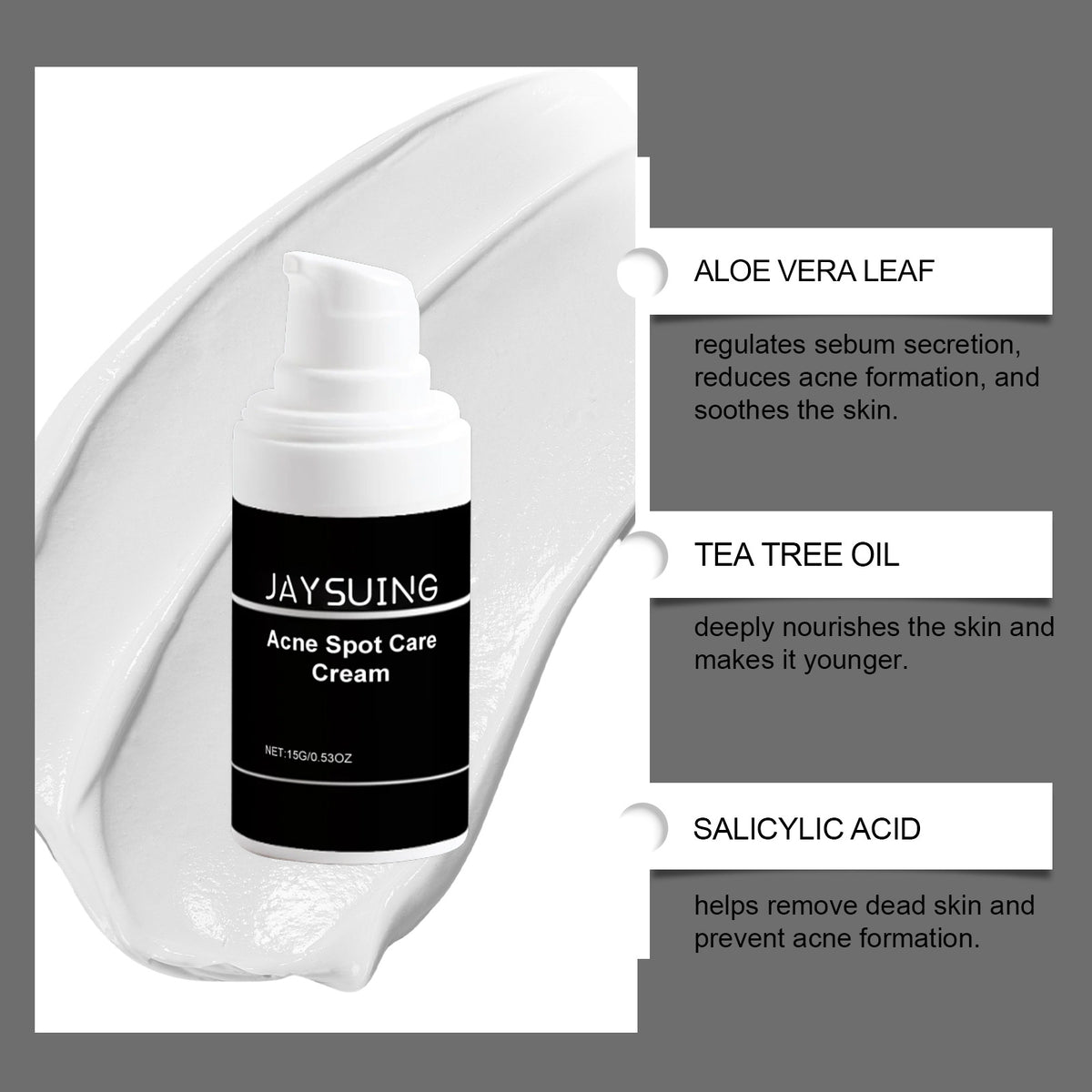 Acne Face Cream with Mint Tea Tree Aloe 15g Hydrating Skin Care