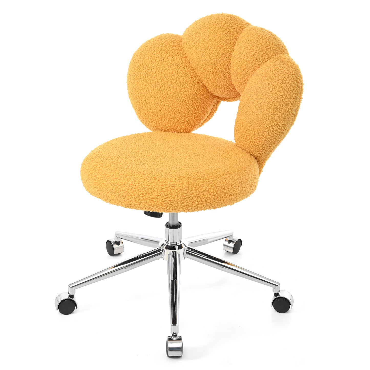 Height Adjustable 360° Swivel Chair - Yellow Teddy Fabric