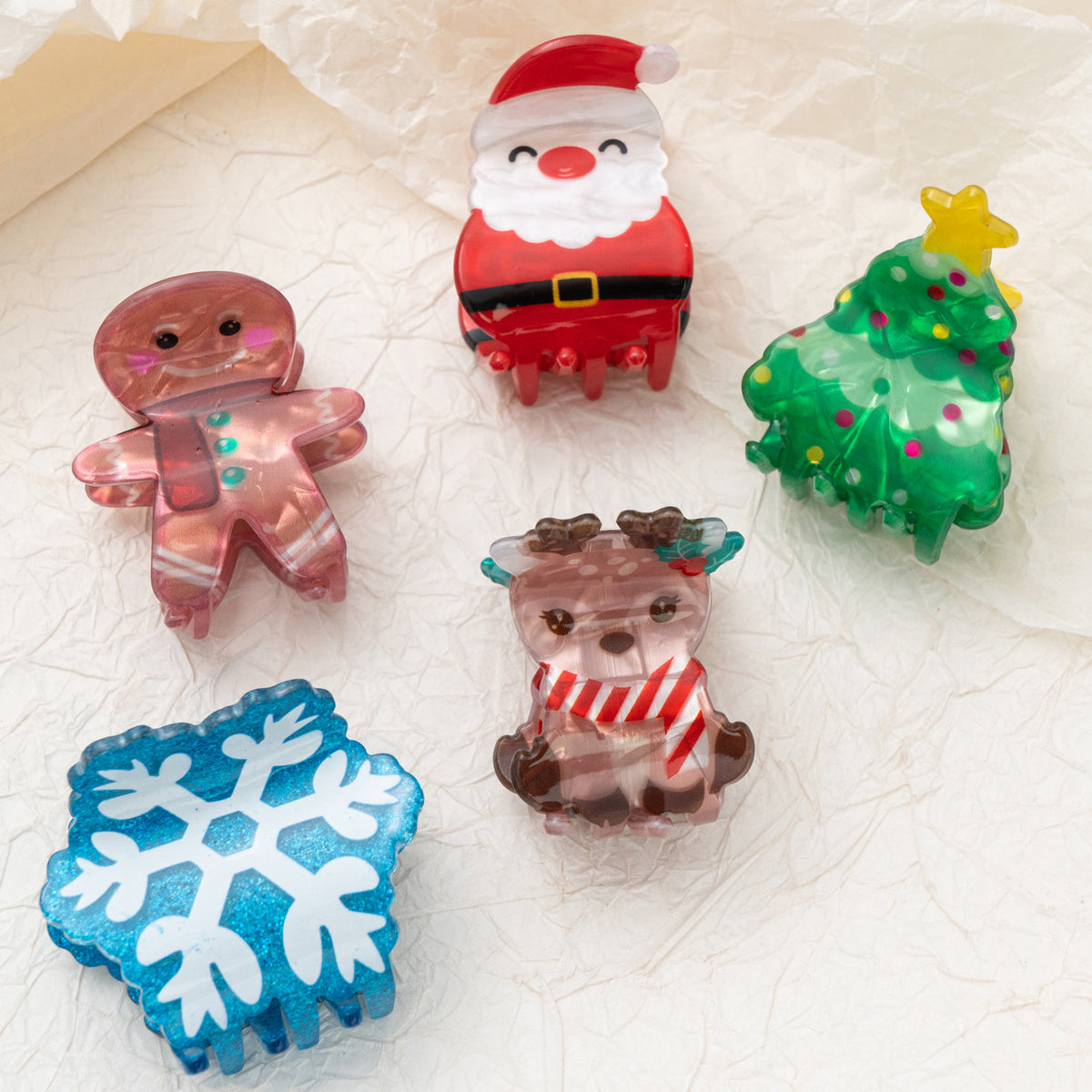 Christmas Snowflake Gingerbread Man Hair Accessories Set - Holiday Hair Clips & Headbands