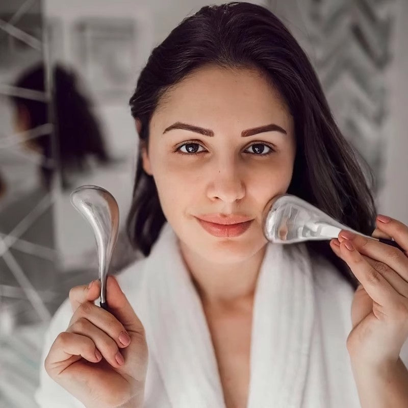 Stainless Steel Facial Ice Ball Massage Spoon - Hot & Cold Beauty Tool
