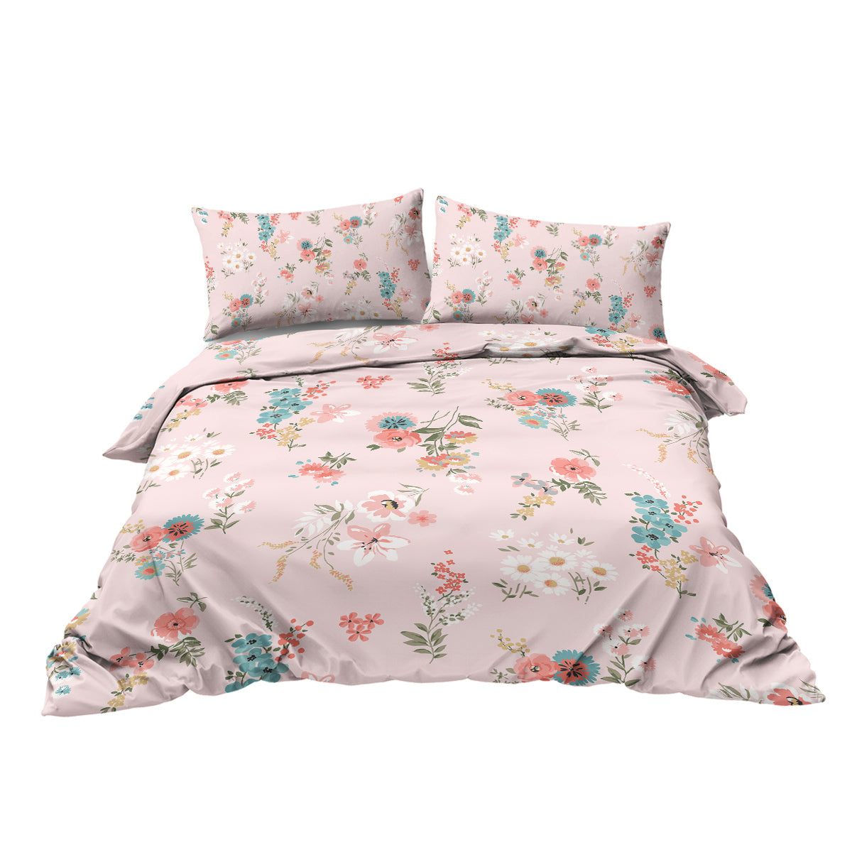 Minimalist Floral Duvet Cover Set - Soft Microfiber Bedding with Shams