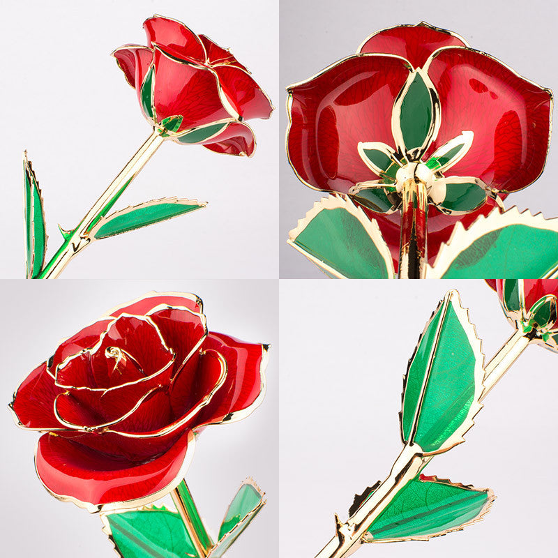 24K Gold-Plated Decorative Rose Flower Gift Box for Valentine's Day & Special Occasions