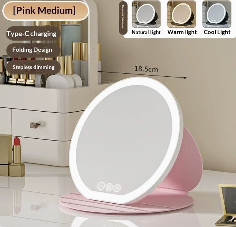 Portable Foldable LED Makeup Mirror with Lights for Dressing Table