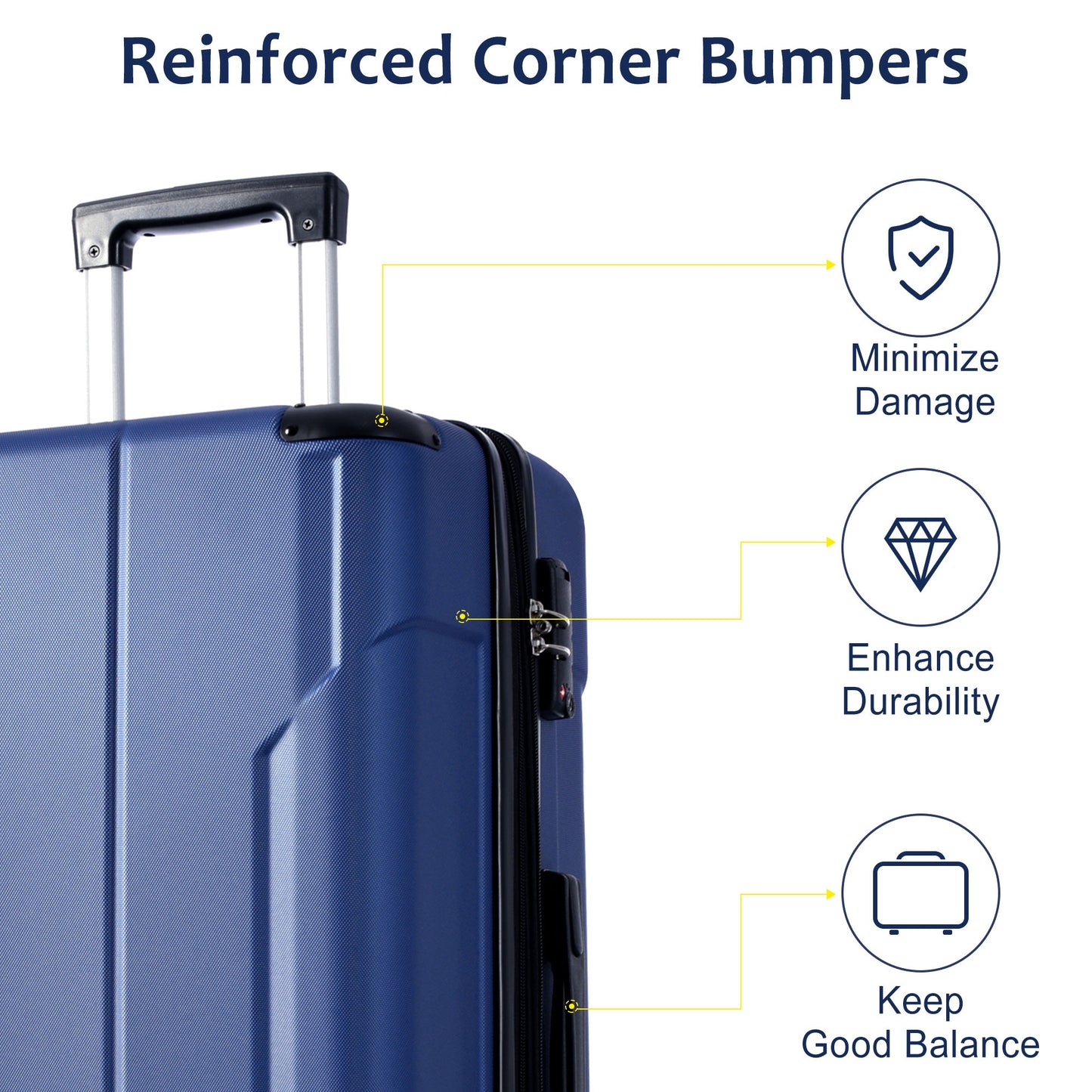 Hardshell ABS Luggage Set - 2 Piece Expandable Suitcase with TSA Lock - Blue