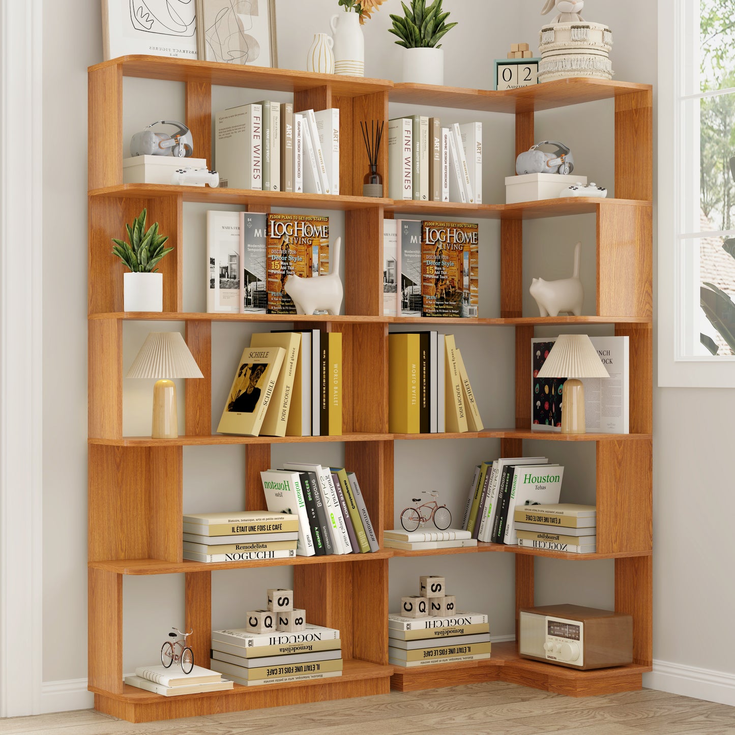 Set Of 2 Free Combination Bookcase Space Saving Corner Bookshelf 55cm
