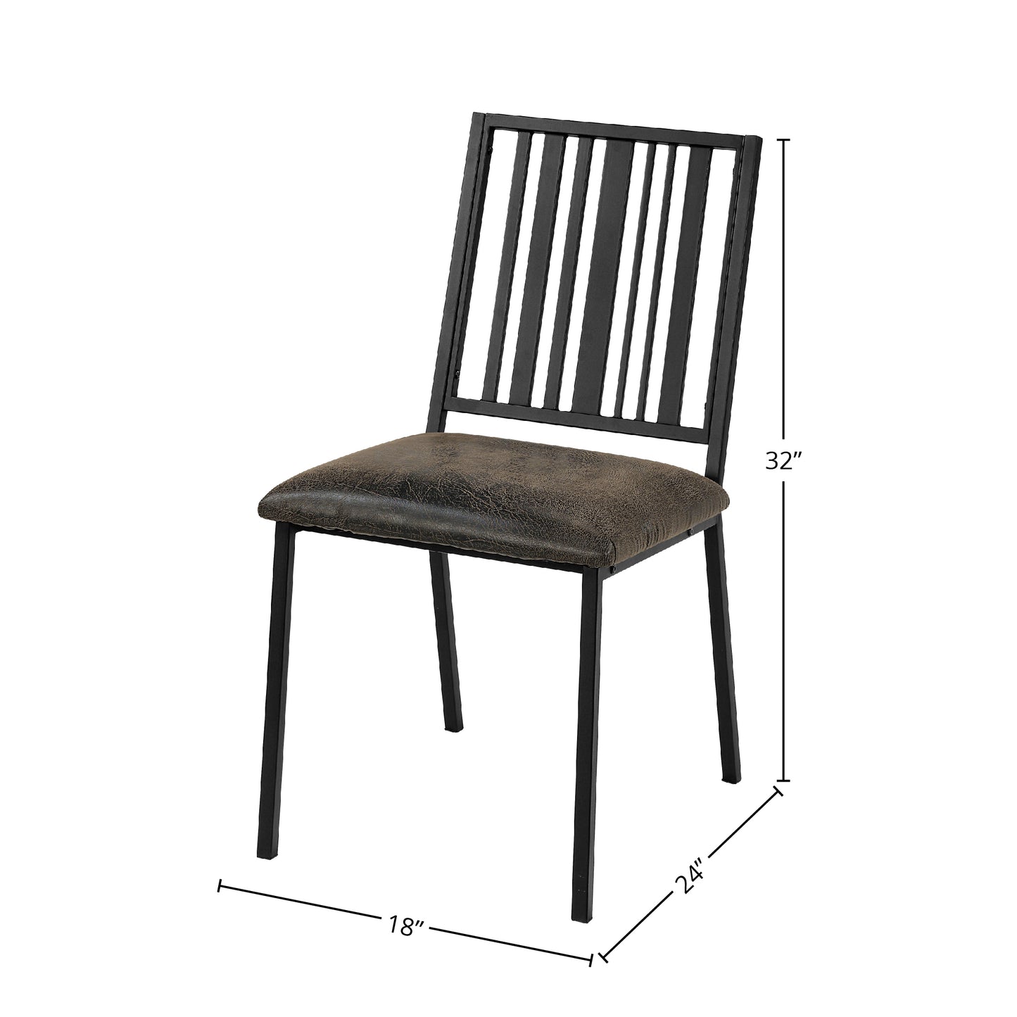 Set of 2 Synthetic Leather Side Chairs - Black & Espresso Finish