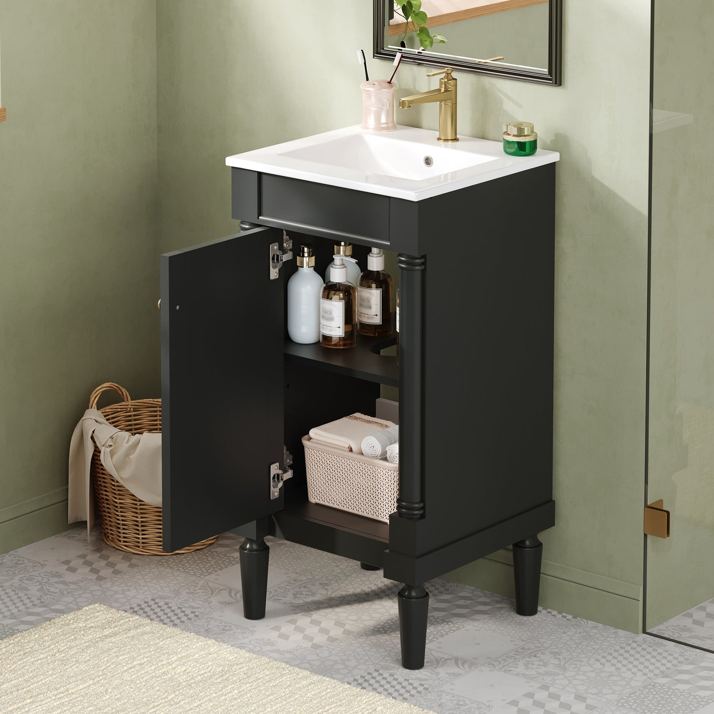 18 French Style Bathroom Cabinet With Storage, Small Space Solution