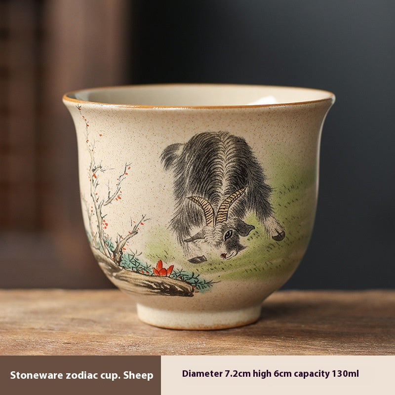 Zodiac Retro Chinese Style Ceramic Kung Fu Master Cup Set - Multiple Variants