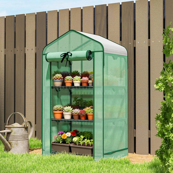Mini Greenhouse with Double-Layer Roof for Garden Bed