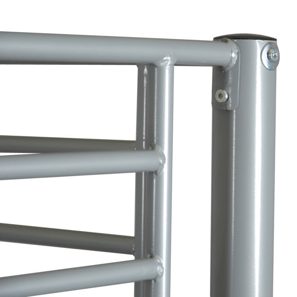 Iron Bed Bunk With Ladder For Kids Twin Size Gray