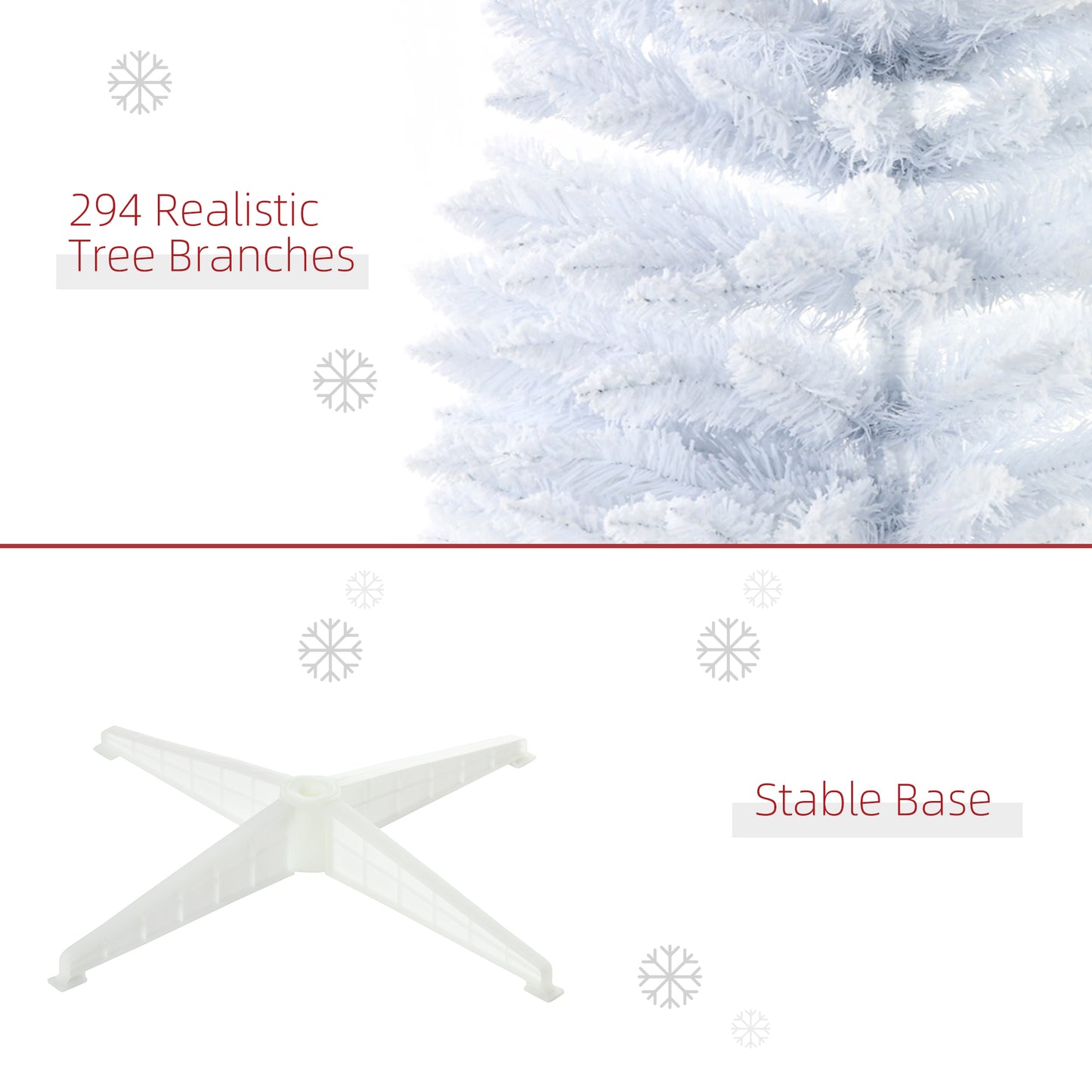Snow Flocked Artificial Christmas Tree - Pencil Shape, White