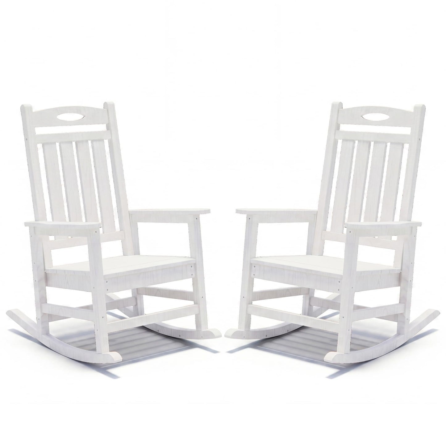 Outdoor Rocking Chair Set of 2 - Oversized HDPE Patio Rockers