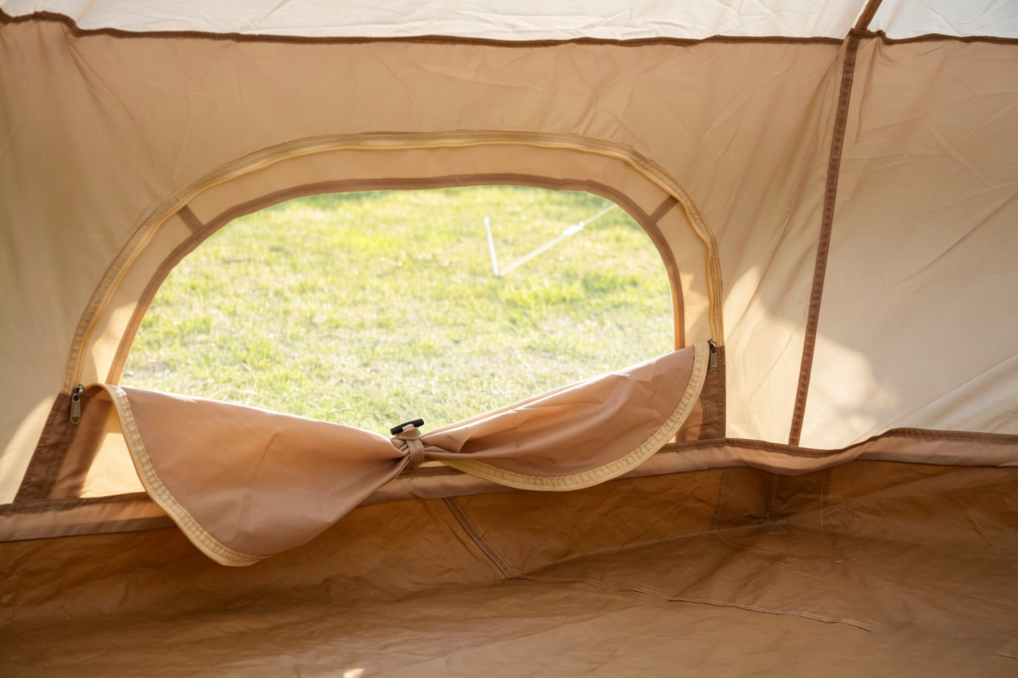 Spacious 13.1ft Family Bell Tent - 4-Season Glamping Shelter, Beige