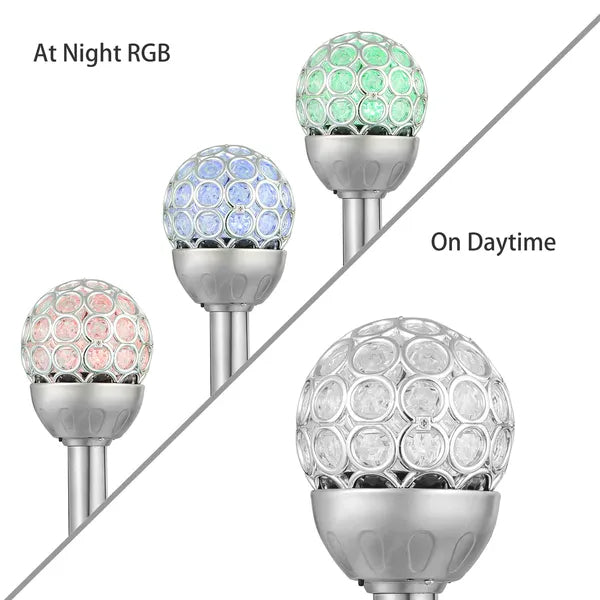3 Pcs Solar RGB Garden Lights - Waterproof Stainless Steel Outdoor Decor