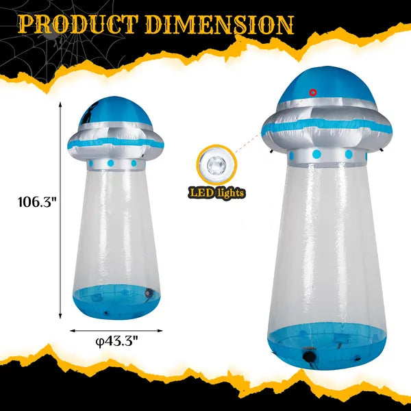 8.8 FT Halloween Inflatable UFO Decoration with LED Lights