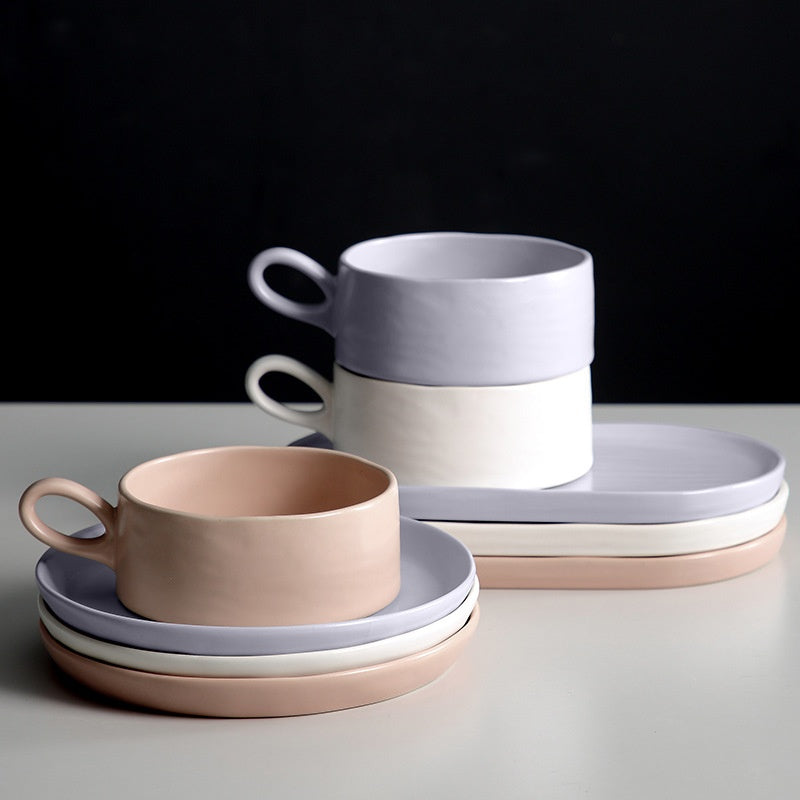 Ceramic Breakfast Cup Set - Multiple Colors, 4.7 Inch Porcelain Tableware