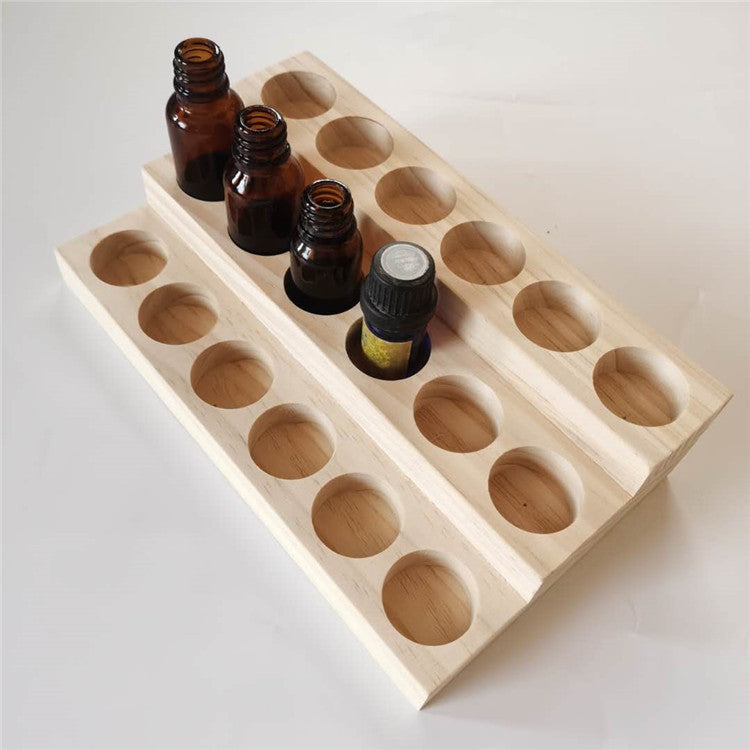 Essential Oil Display Stand Wooden Aromatherapy Bottle Organizer with 30 Slots