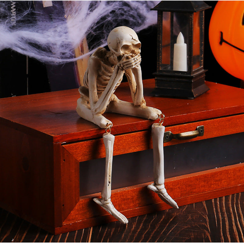 Halloween Skeleton Figurines Set of 3 - Gothic Resin Statues