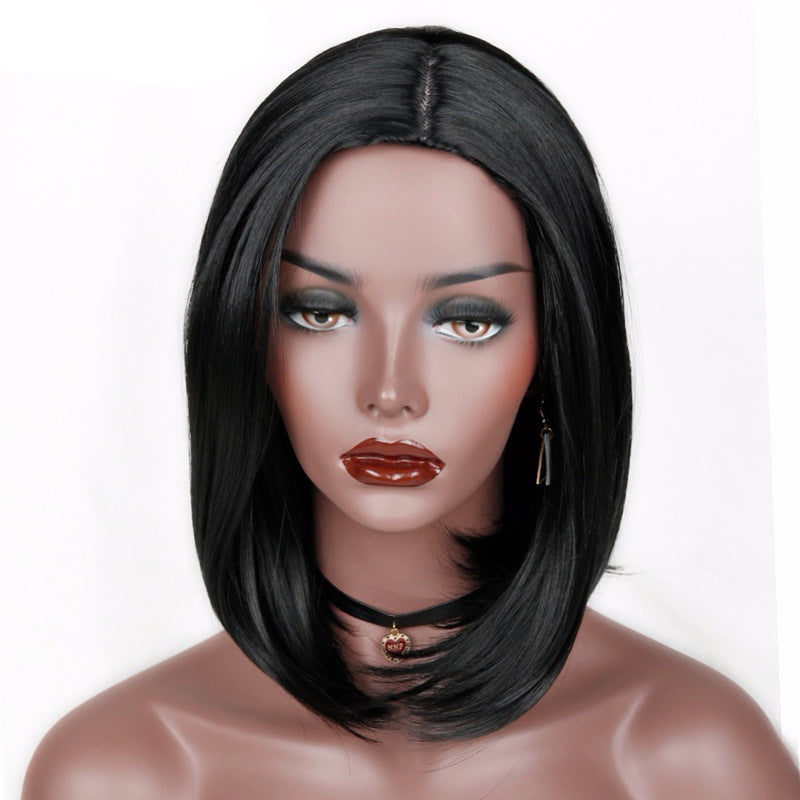 Short Straight Hair Wig for Women - Black