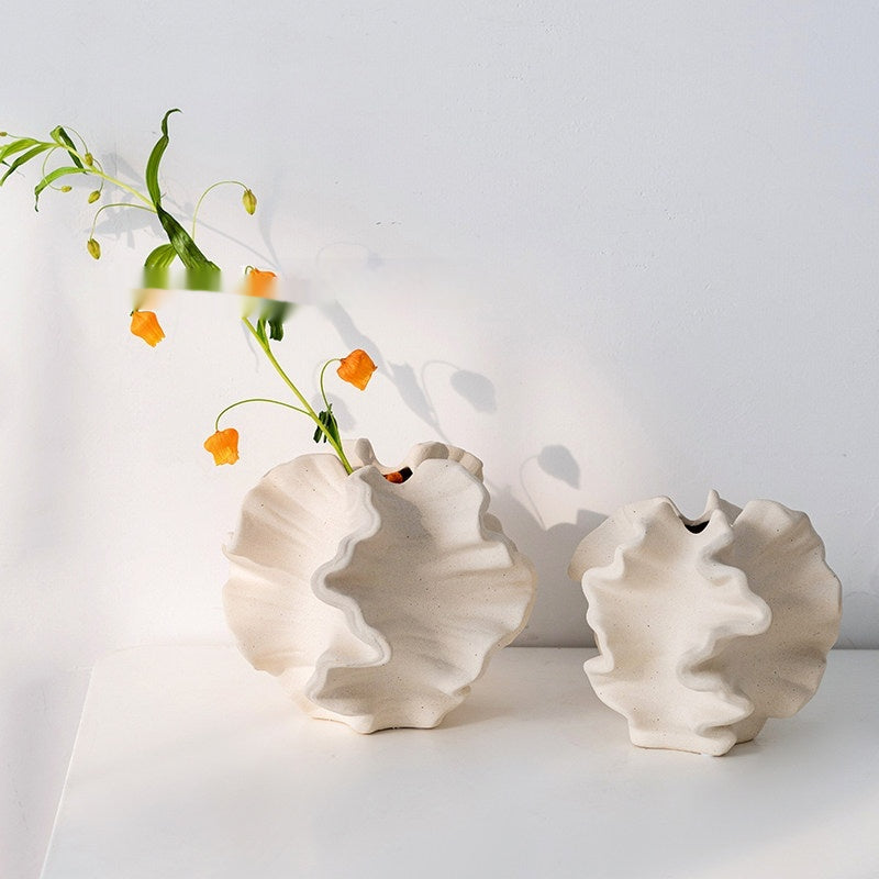 Wabi Sabi Coral Ceramic Table Vase - Modern Home Decor, Small & Large Sizes