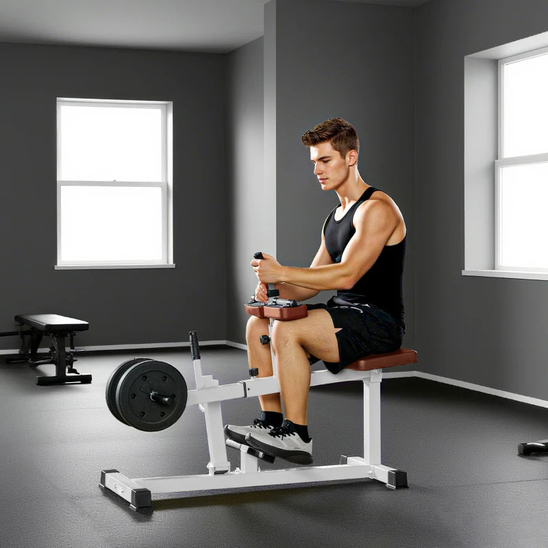 Adjustable Seated Calf Raise Machine - Brown Steel Gym Equipment