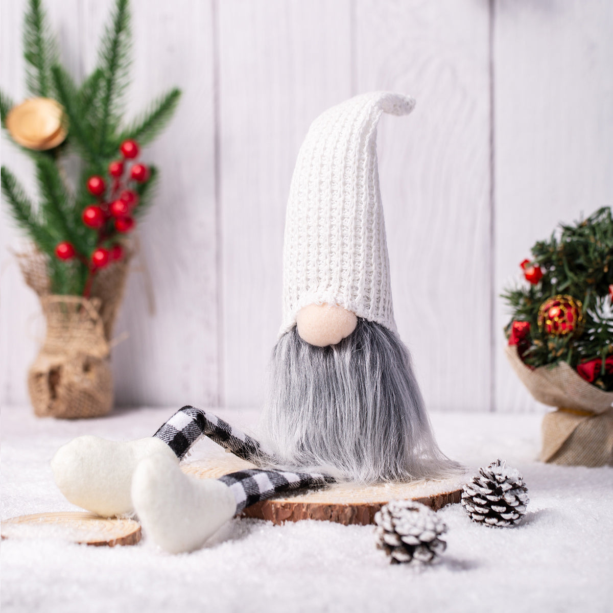 Festive Knitted Wool Doll for Christmas Decoration - Long Legs Home Decor
