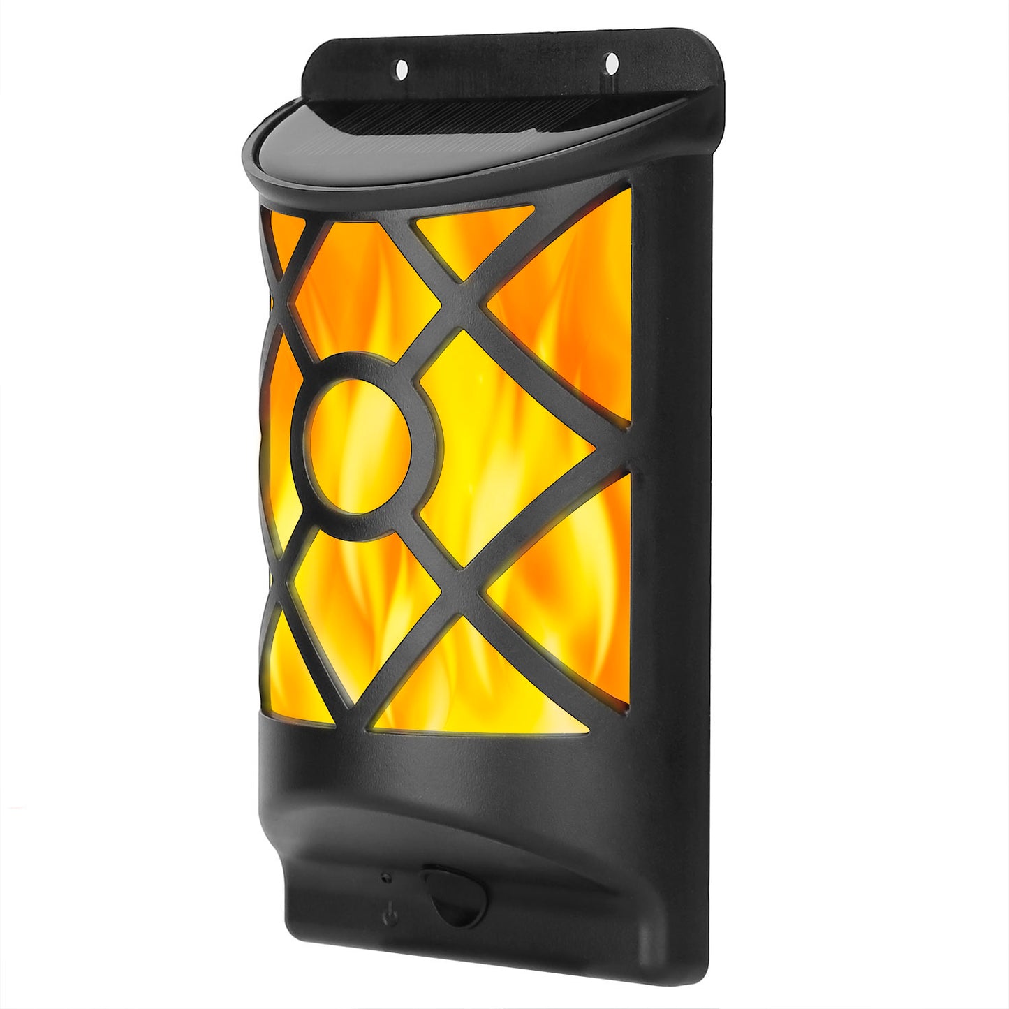 Outdoor Solar Flame Lights 96 LEDs Waterproof Wall Mount Lamp for Garden Patio Yard Black