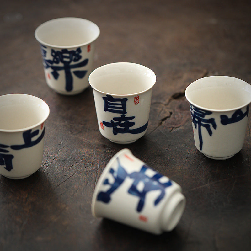 Porcelain Tea Tasting Cup Set 50ml Kung Fu Tea Drinking Cup for Home
