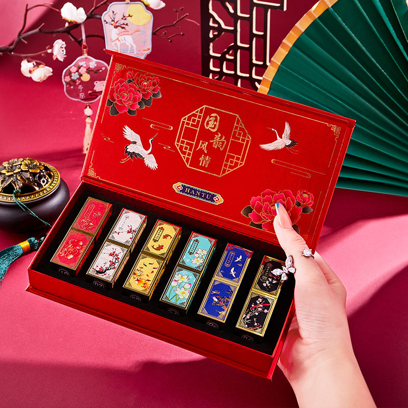 Christmas Lipstick Gift Set - Carved Chinese Style Makeup Kit with Multiple Variants