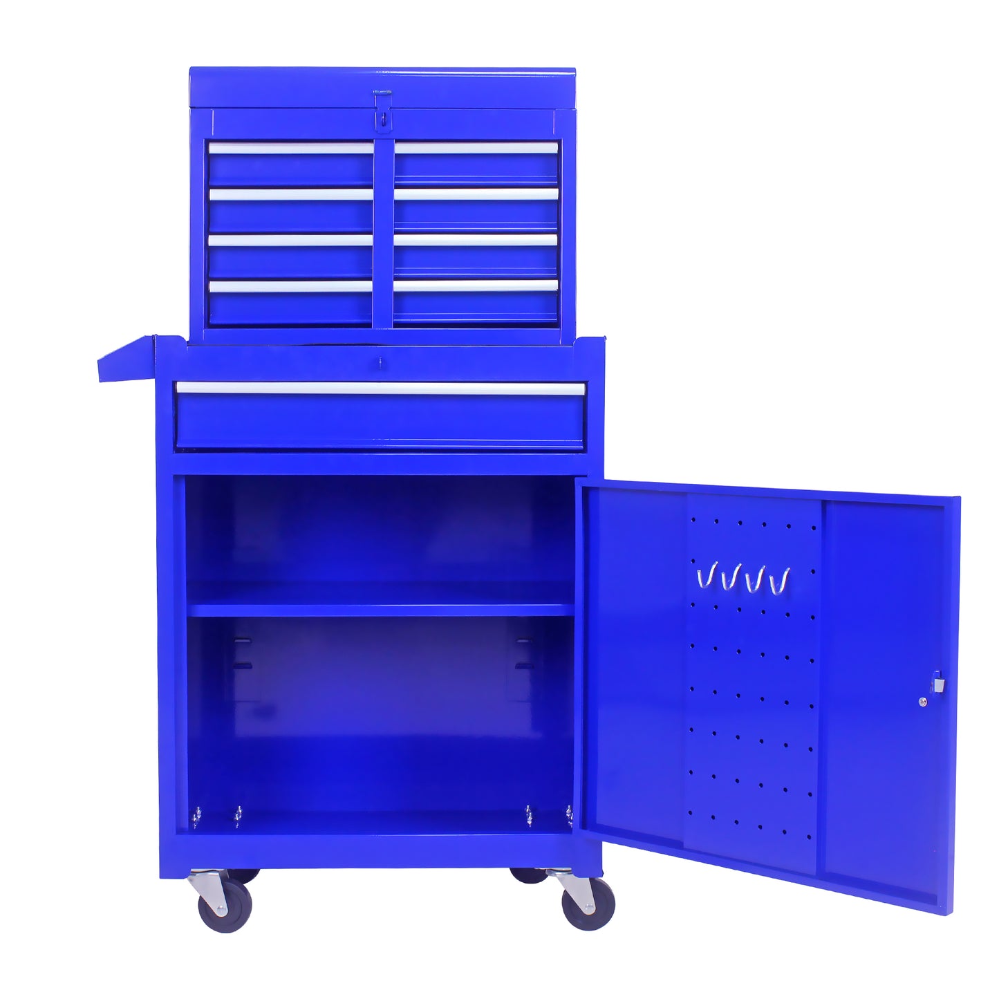 Blue Metal Tool Storage Cabinet with 5 Drawers & Bottom Shelf