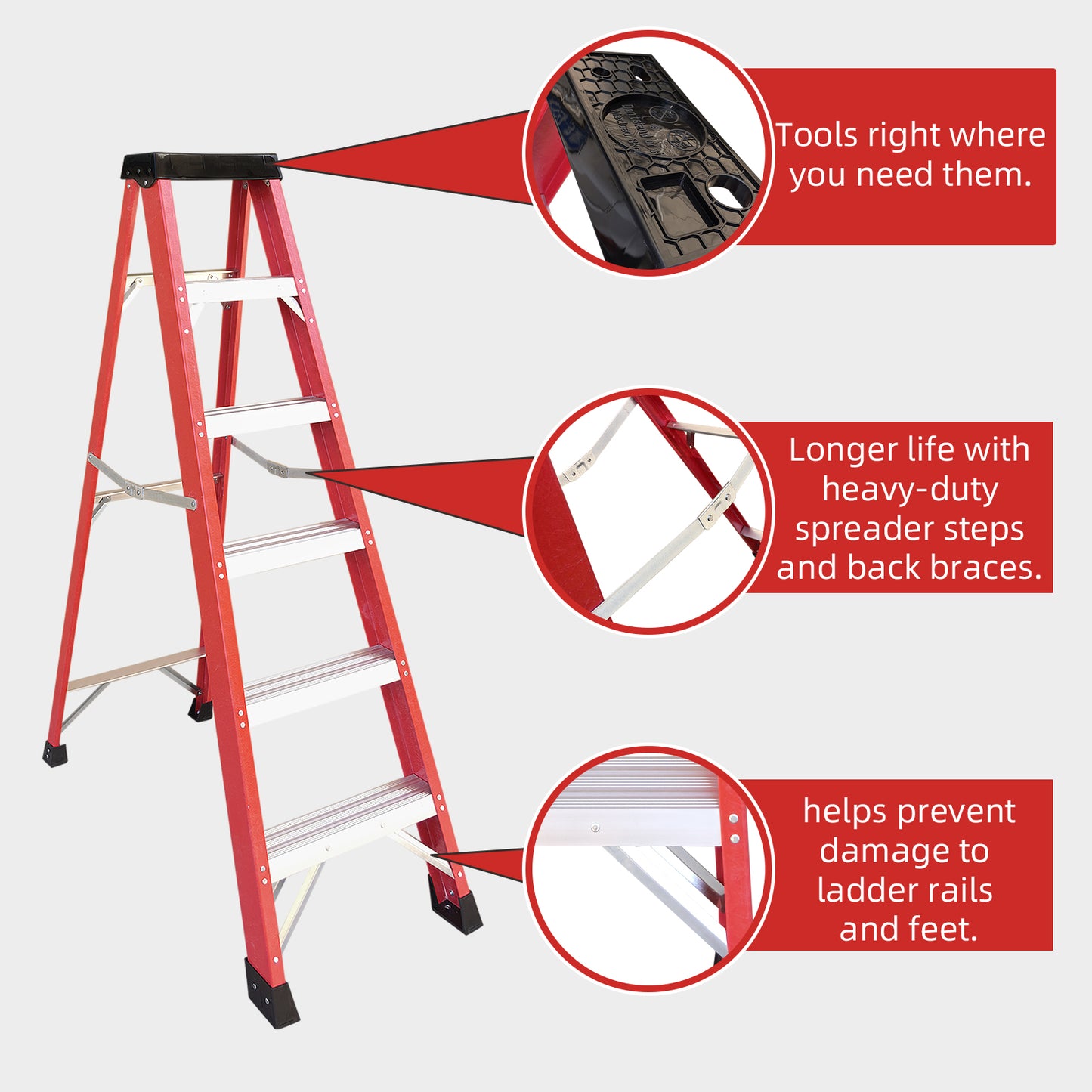 Fiberglass Ladder, Single Side Step For Electrical Engineering Ladder