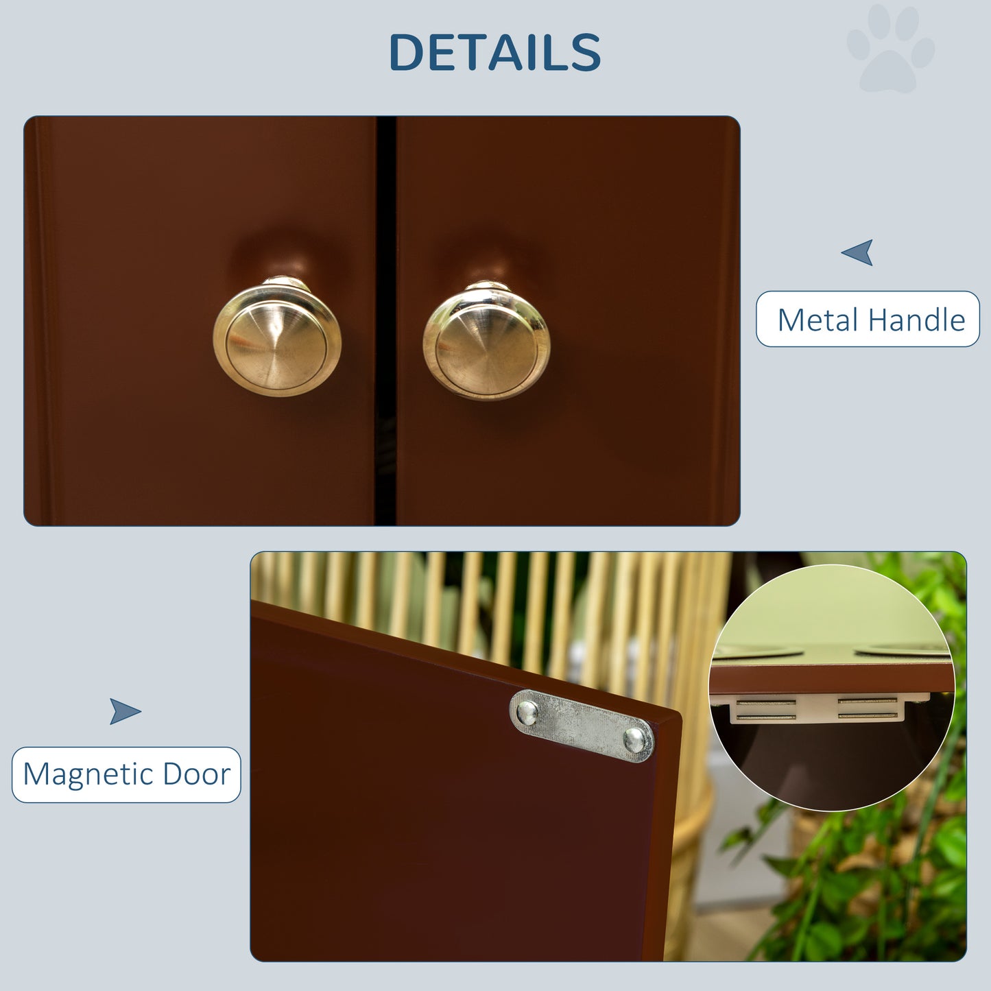 Elevated Dog Bowl Stand with Storage Cabinet - Large Pet Food Station, Brown