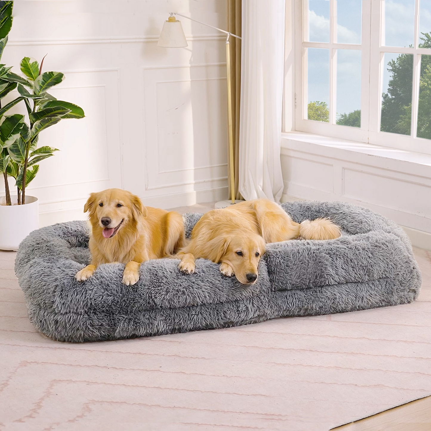 5-Position Adjustable Human Dog Bed & Lazy Sofa - Light Gray
