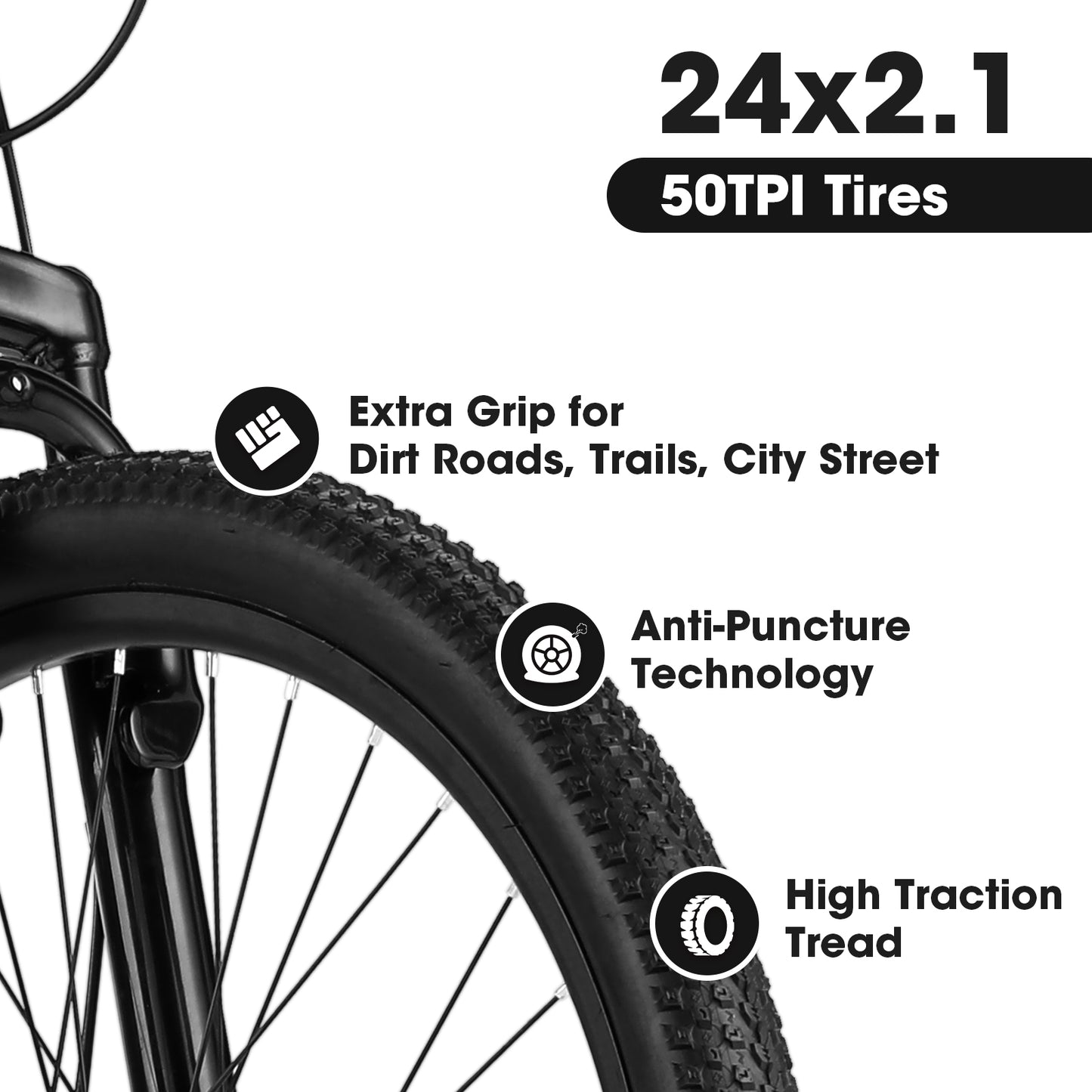 24-Inch Mountain Bike for Teenagers - Shimano 21 Speeds, Dual Disc Brakes