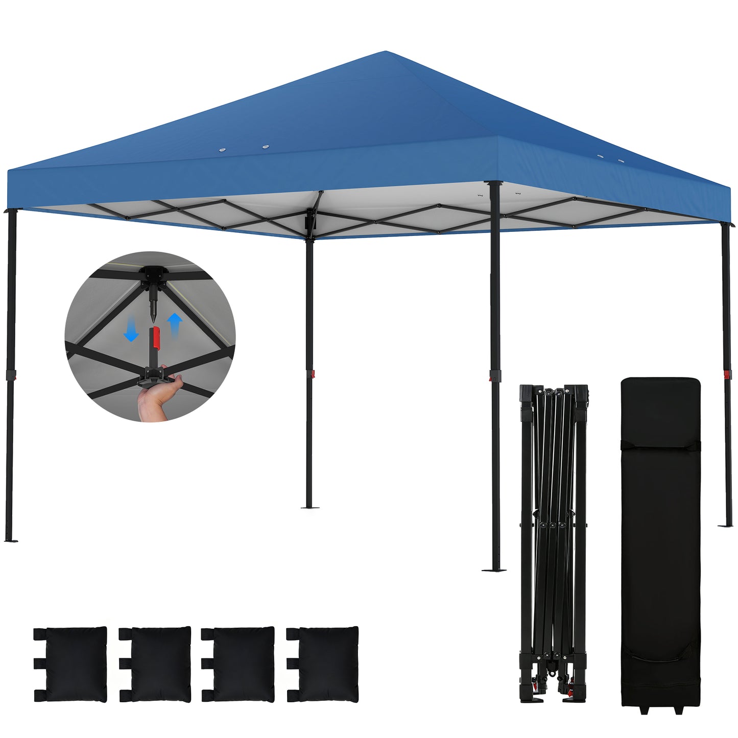 10x10 ft Portable Pop Up Canopy Tent with Roller Bag - Dark Blue