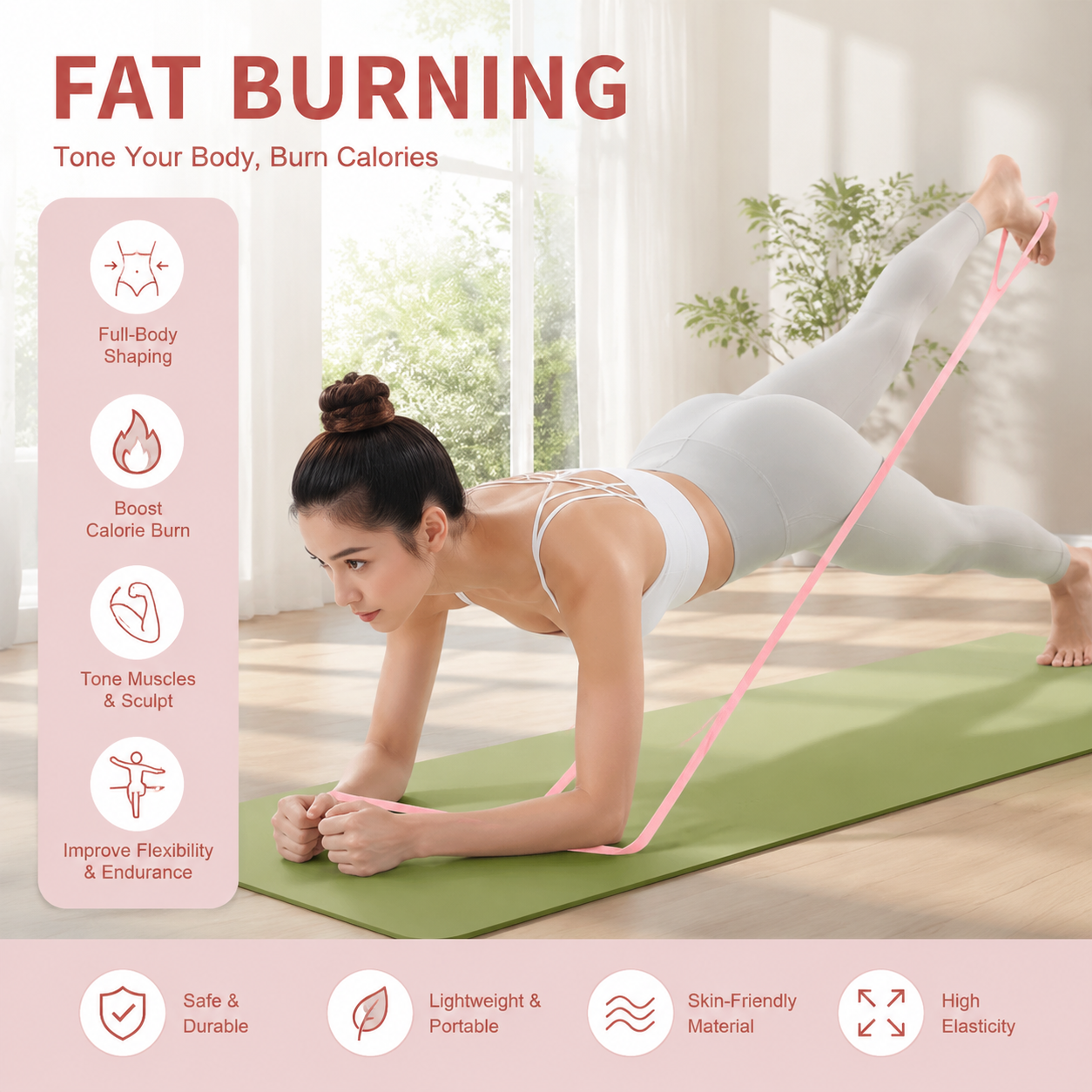 8-Shaped Silicone Yoga Resistance Band - Fitness Stretch Rope