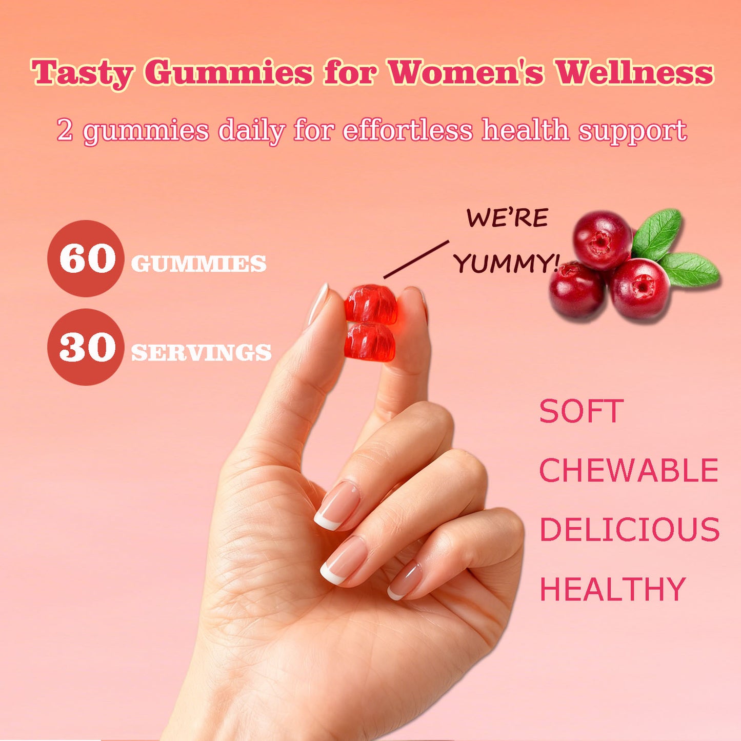 Cranberry Probiotic Gummies for Women - Feminine PH Balance Support