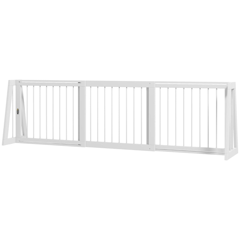 Wooden Pet Gate with Support Feet and Non-Slip Mats - Adjustable Indoor Barrier