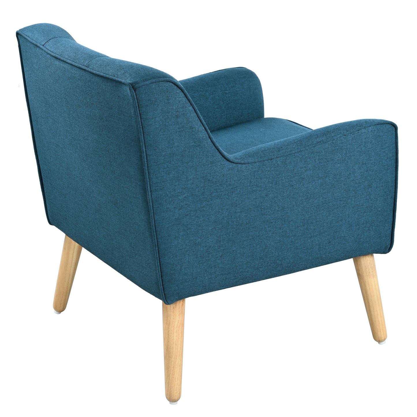Mid-Century Modern Blue Accent Chair - Tufted Fabric with Wood Legs