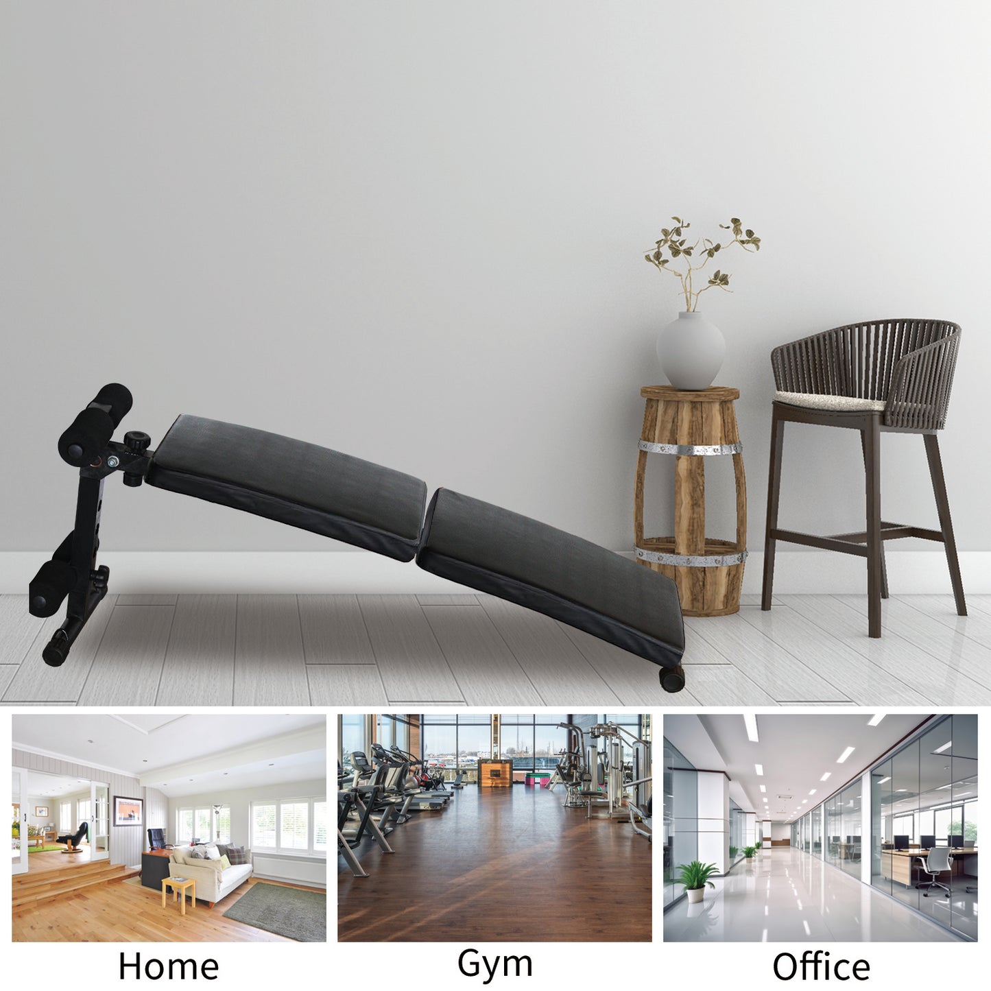 Adjustable Utility Bench for Home Gym - Black