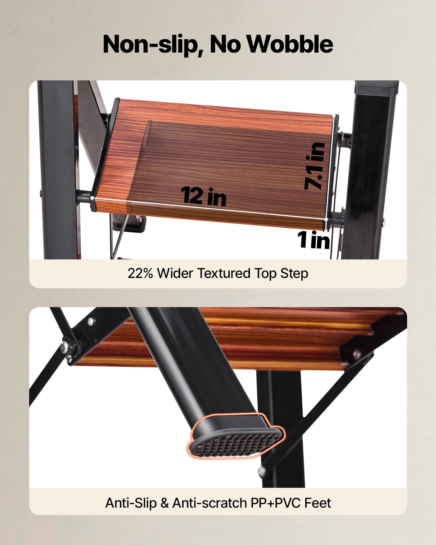 Foldable 3-Step Ladder with Anti-Slip Pedals & Handgrip - Lightweight Aluminum, 330 lbs Capacity, Home & Garden
