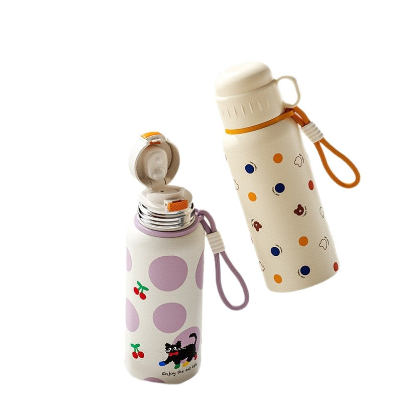 Insulated Stainless Steel Travel Mug 600ml with Carrying Strap & Straw