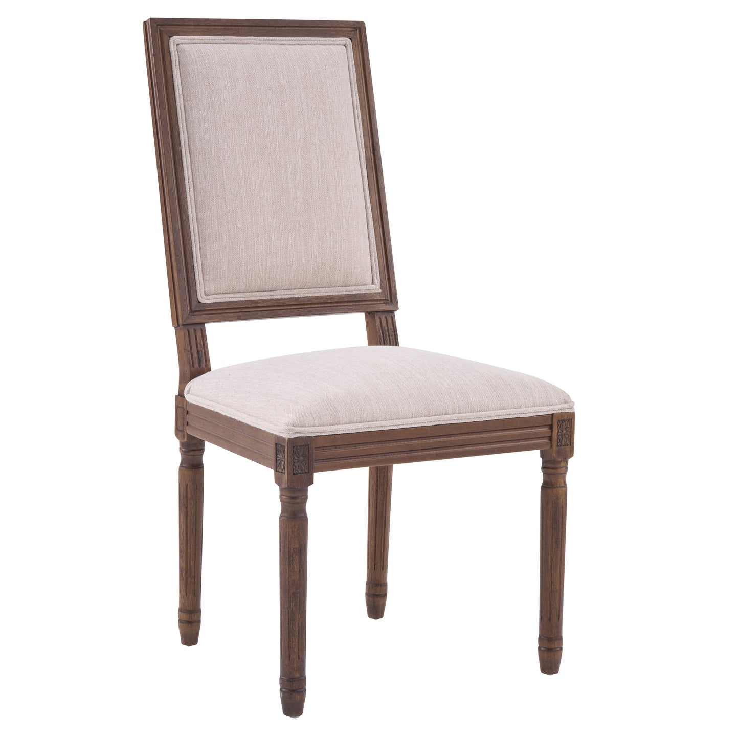 French Country Dining Chairs - Upholstered Cane Backrest, Set of 2