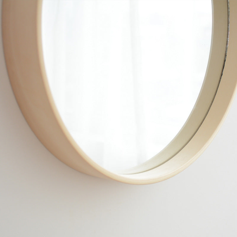 Solid Wood Bathroom Mirror Wall Hanging Round Mirror Modern Bedroom Decor