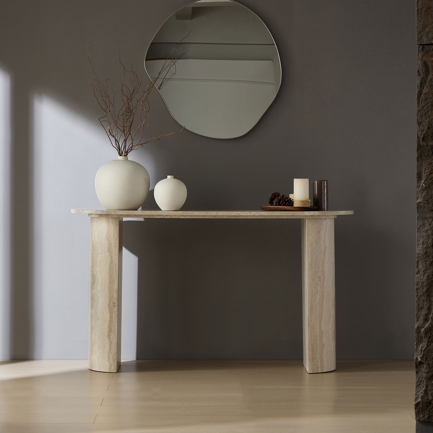 Modern Faux Marble Console Table - 55.12 Inch Entryway Table