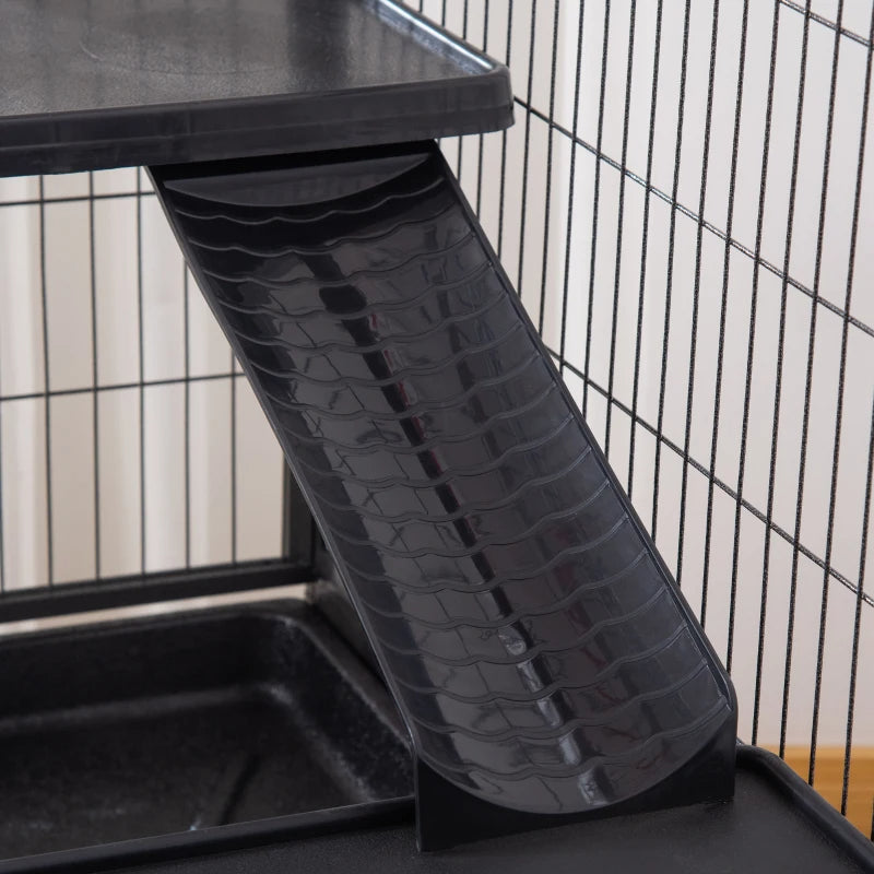 Small Animal Cage on Wheels with Storage Shelf and Removable Tray - Suitable for Hamsters, Ferrets, Rats, and Kittens
